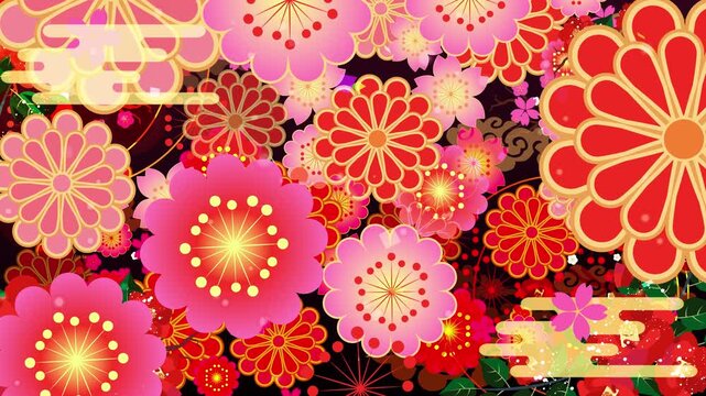 金箔和風紙吹雪背景
