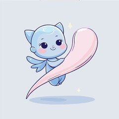 a tiny star spirit holding a heart-shaped comet tail