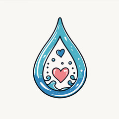 a teardrop-shaped water spirit with small heart bubble inside