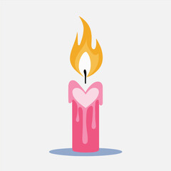 a small candle flame spirit with a pink heart glow,
