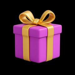 Purple Gift Box with Golden Ribbon for Celebrations