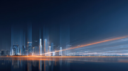 Fototapeta premium Illuminated city road light trail illustrations and urban life concepts