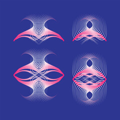 Abstract Brush Stroke Pattern in Symmetrical Grid &ndash; Pink Gradient Motion Design