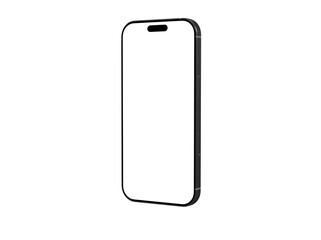 High-quality photo of a black smartphone with a blank screen, perfect for app presentations or website mockups.  Clean, modern design.