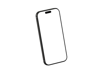 High-quality image of a modern smartphone with a blank screen, perfect for app presentations or website mockups. Isolated on white background for easy use.
