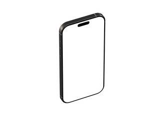 High-quality isometric mockup of a modern smartphone with a blank screen. Perfect for app presentations, website designs, and technology concepts.