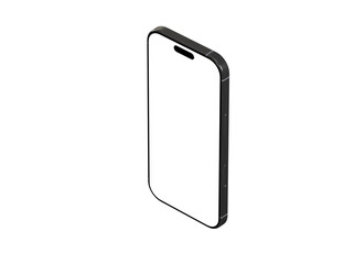 High-quality isometric mockup of a modern smartphone with a blank white screen. Perfect for app presentations, website designs, and technology concepts.
