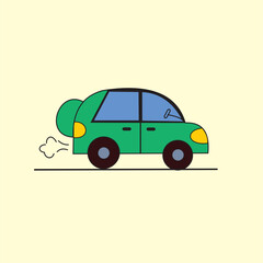 design vector illustration of a very colorful and cool animated image of a cute toy car, very suitable for a poster or emoticon.