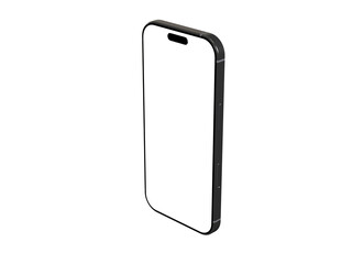 High-quality image of a modern smartphone with a blank screen, perfect for app presentations or technology mockups. Isolated on white background.