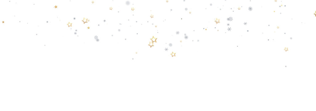 Beautiful image of gold and silver stars falling on white. Perfect for holidays!