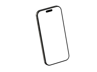 High-quality image of a modern smartphone with a blank screen, perfect for app presentations or website mockups. Clean, minimalist design, isolated on white backgroun