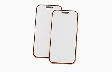 Two blank smartphone screens, perfect for showcasing apps or designs. Ideal for technology, communication and p