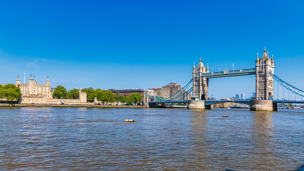 Tower of London and Tower Bridge in London, England