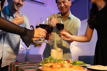 Drinks and conversation, social gathering and get together. Young people, eating pizza and happiness, celebration at home.