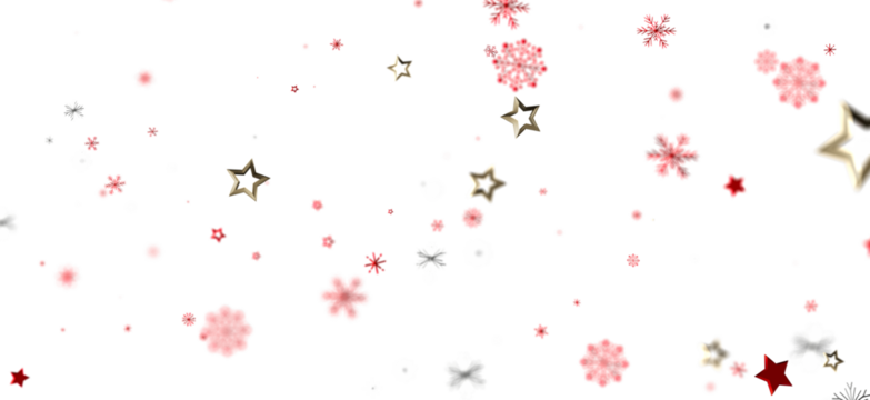 Festive winter background with red snowflakes and gold stars. Perfect for Christmas, New Year, and winter holidays.