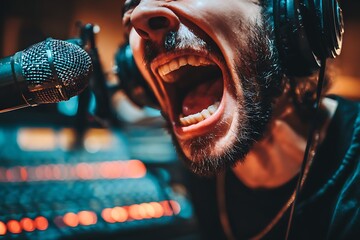 Man screaming into microphone showing raw emotion