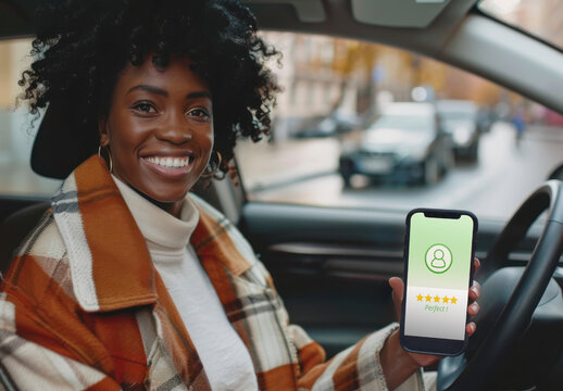 Rideshare Driver Showing Customer Rating Smartphone Mockup PSD