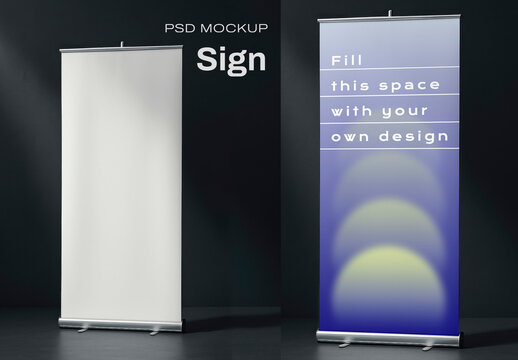 Roll Up Banner Mockup Template PSD