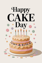 Happy Cake Day with Candles and Birthday Cake Illustration