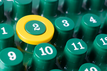 Highlight Number Two with Yellow Circle &ndash; Concept of Important Date, Deadline, Anniversary, planning, schedule, and time management