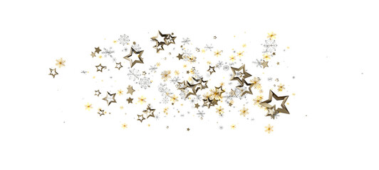 Sparkling stars and snowflakes confetti on white. Festive holiday or celebration background. Ideal for various design projects, evoking joy and