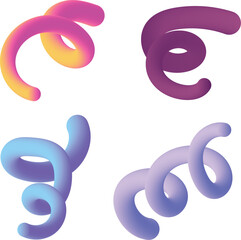 Obraz premium Four 3D abstract fluid shapes with smooth gradients on white vector