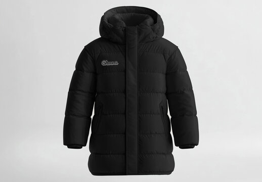 Stylish Black Winter Coat Mockup PSD