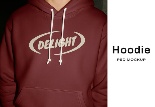 Stylish Maroon Hoodie Mockup PSD