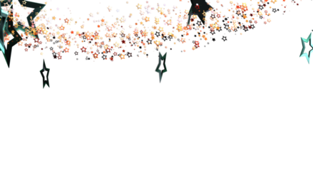 A vibrant and elegant image featuring a cascade of stars on a white background, perfect for holiday greetings, celebrations, and dreamy designs.