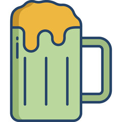 Light Green Beer Mug Filled With Yellow Foam And Bubbles With A Transparent Background