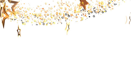 Elegant golden stars falling against a clean white background. Perfect for celebrations, holiday designs, or adding a touch of magic. Ideal for