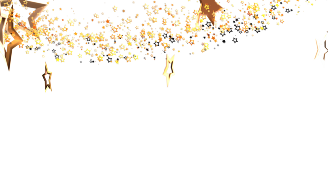 Elegant golden stars falling against a clean white background. Perfect for celebrations, holiday designs, or adding a touch of magic. Ideal for