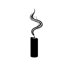 Black and white icon of a recently extinguished candle with a wisp of smoke curling upwards. Symbolizes the loss of life and hope, yet the lingering smoke represents memory, the search for truth