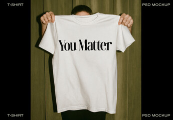 White Tshirt Mockup With Positive Message PSD