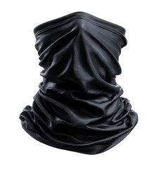 Black fabric neck gaiter with draped, bunched appearance