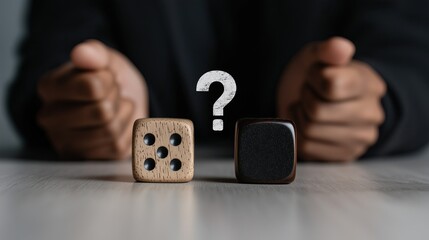 Deciding between two unique dice during a thoughtful moment at home