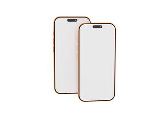 Two blank screen smartphones on a white background, ideal for technology, mockup, app design, or website displa