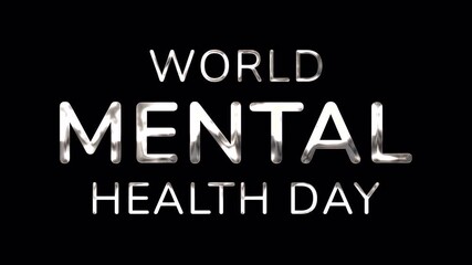 World Mental Health Day golden text with slide blur animation on alpha channel. Ideal for mental health related campaigns.