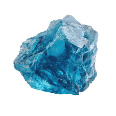 Translucent, fractured blue mineral specimen on a pure black backdrop