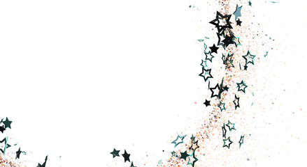 Abstract background with stars confetti on white, great for holiday or celebration themed designs. Perfect for festive flyers, cards, invitation