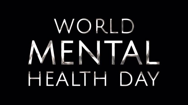 World Mental Health Day golden text with pop up animation on alpha channel. Ideal for mental health related campaigns.