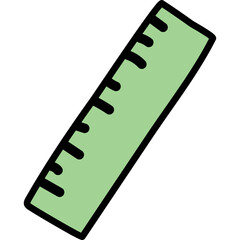 Light Green Ruler With Black Markings On A Transparent Background For Measurement And Education