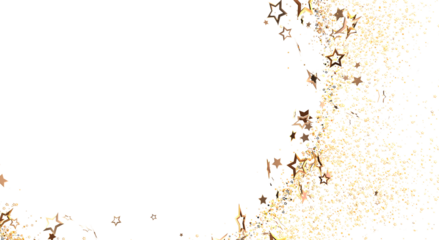 Elegant background featuring golden stars and glitter on white, perfect for festive designs. Ideal for celebrations, events, and adding a touch