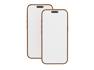 Two modern smartphone devices with blank screens isolated on white background, perfect for showcasing your app
