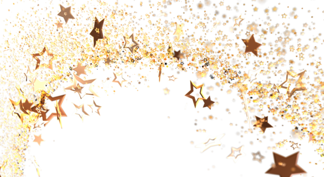 Golden star background with glitter overlay. Perfect for party invitations, celebration designs, and holiday graphics, offering a festive and el