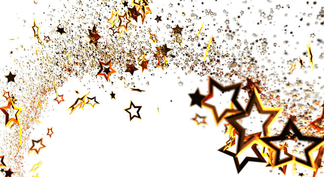 Abstract golden star burst on a white background, perfect for festive designs, celebrations, and conveying a sense of magic, joy and wonder.