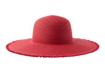 Red straw sun hat for sun protection