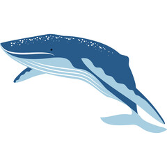 Majestic Blue Whale illustration with white background graceful marine mammal depicted in shades of blue and white with speckled pattern and transparent background
