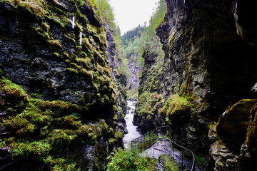Bordalsgjelet Gorge in Voss, Norway – Dramatic River Canyon with Mossy Cliffs