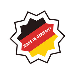 Made In Germany Emblem With Black White Red Yellow Colors And Star Shape In White Background